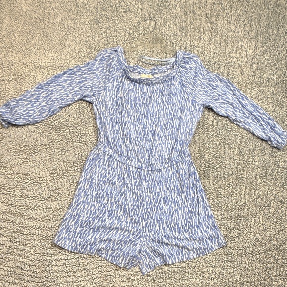 MICHAEL Michael Kors Other - Michael Kors Womens Abstract Blue White Long Sleeve Romper One-Piece Size 10